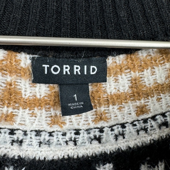 Torrid Vegan Cashmere Leopard Print Fair Isle Sweater Black Tan Size 1X - Picture 5 of 6
